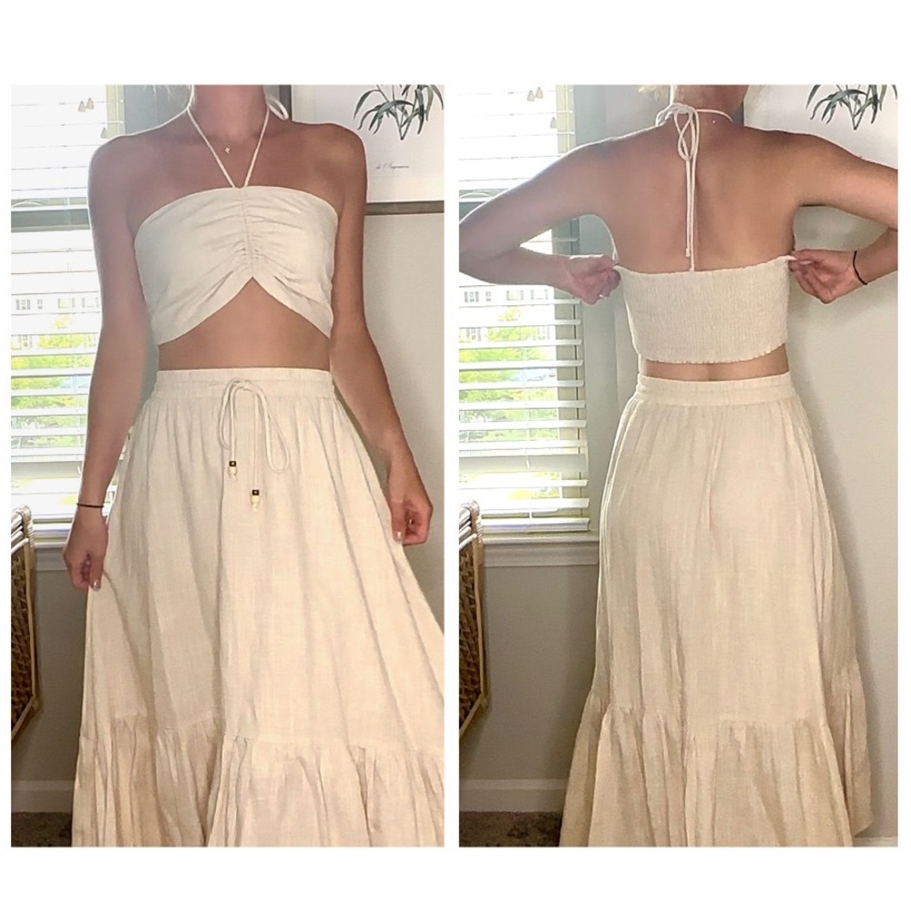 LINEN Two Piece Vacation Skirt and Top Set! by Cresent